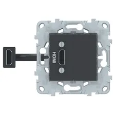 Розетка 2xHDMI Schneider Electric UNICA NEW, скрытый монтаж, антрацит, NU543054