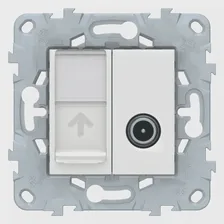 Розетка TV+RJ45 Cat.6 Schneider Electric UNICA NEW, одиночная, белый