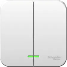 2-клавишный выключатель SCHNEIDER ELECTRIC BLANCA с подсветкой, 10А, 250B, БЕЛЫЙ BLNVA105101