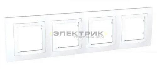 Рамка четырехместная горизонтальная с декоративным элементом белая UNICA Schneider Electric