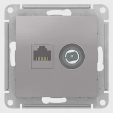 Розетка TV+RJ45 Cat.5 Schneider Electric ATLASDESIGN, оконечная, алюминий, ATN000389