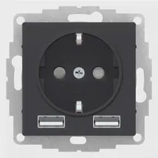 Розетка с разъемом USB одинарная , Карбон, серия Atlas Design, Schneider Electric
