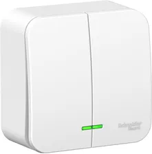 Выключатель двухклавишный с подсветкой и изолирующей пластиной Schneider Electric Blanca BLNVA065111 (6 А, в сборе, открытая установка, белый)