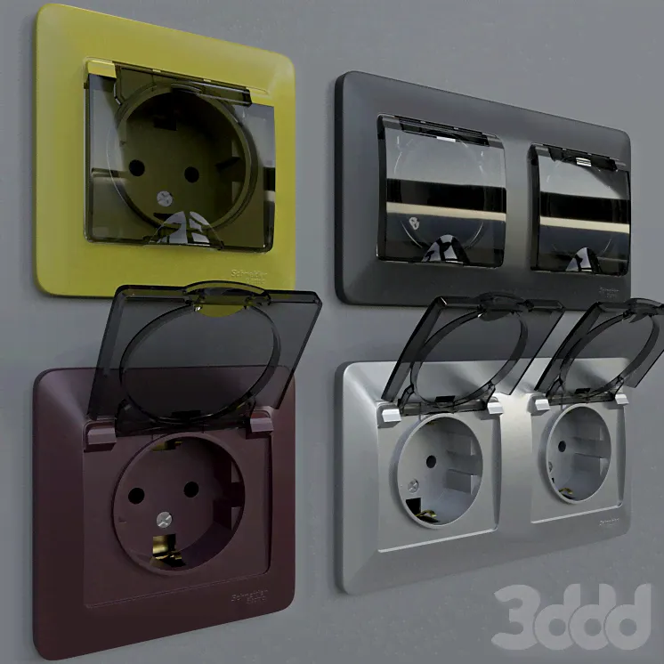 Розетки влагозащищенные Schneider Electric Glossa - Разное - 3D модель-0