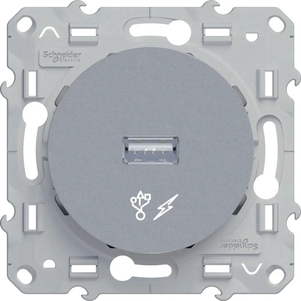 Розетка USB SCHNEIDER ELECTRIC ODACE, одиночный разъем, алюминий S53R408