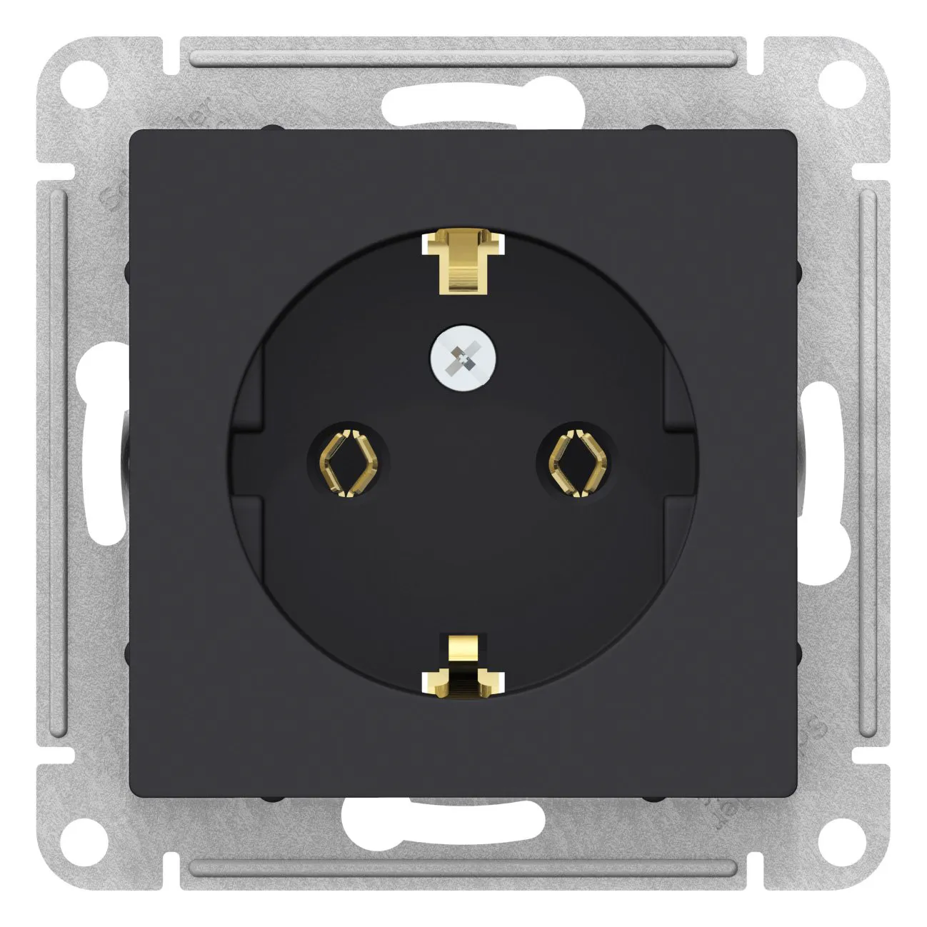 Дизайнерская розетка с заземлением, карбон, ATN001043 Schneider Electric, серия Atlas Design-0