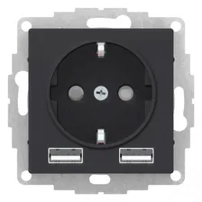 Розетка силовая+USB Schneider Electric Atlas Design карбон ATN001030