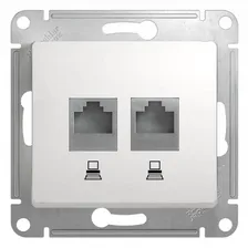 GSL000185KK GLOSSA РОЗЕТКА двойная компьютерная RJ45+RJ45, кат.5E, механизм, БЕЛЫЙ, Schneider Electric