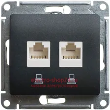 Розетка двойная компьютерная RJ45+RJ45 кат.5E механизм Schneider Electric Glossa антрацит GSL000785KK