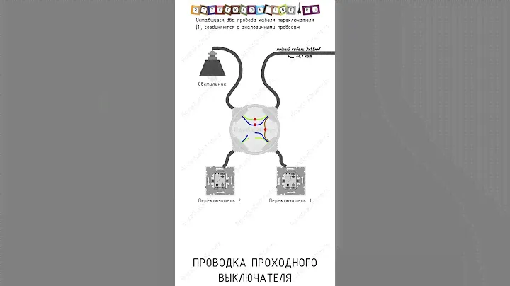 ⚡Схема проводки проходного выключателя и правильное соединение проводов в распределительной коробке.