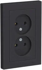 Розетка двойная встраиваемая Schneider Electric AtlasDesign без заземления цвет карбон