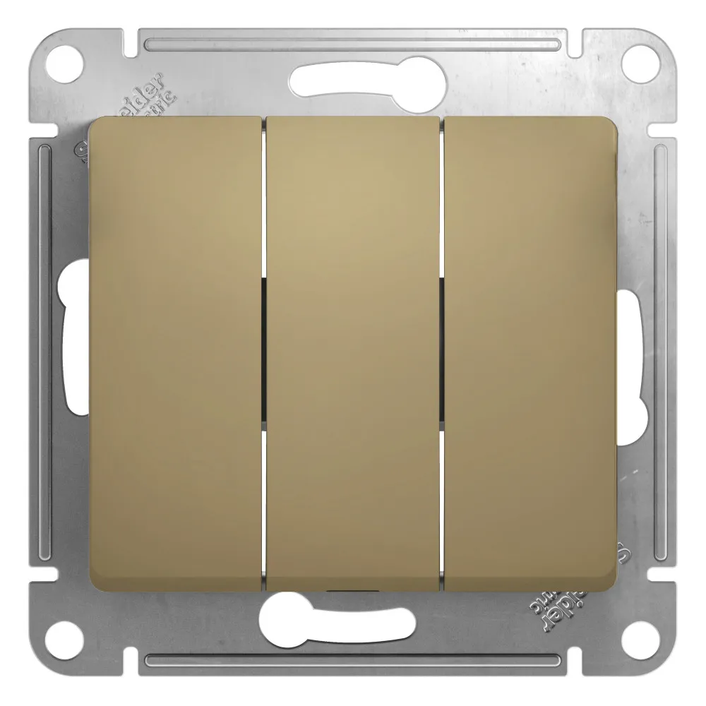 Выключатель трехклавишный Schneider Electric Glossa, на клеммах, титан-0