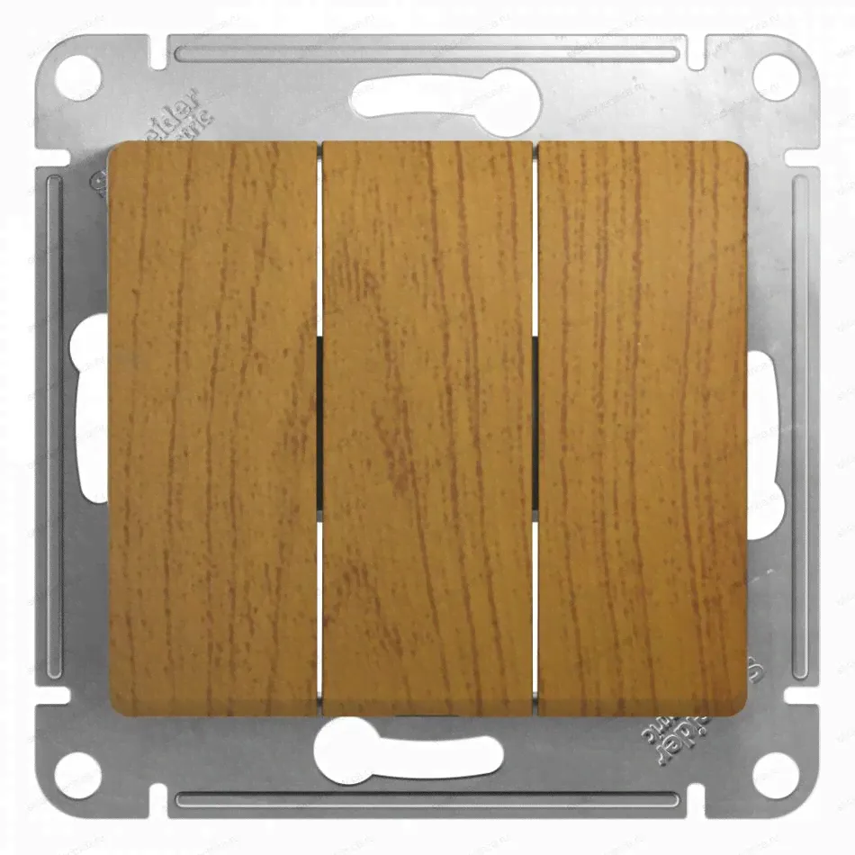 Выключатель трехклавишный дуб Glossa Schneider Electric GSL000531-0