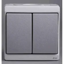 Выключатель 2-клавишный Schneider Electric MUREVA, открытый монтаж, серый, ENN35722