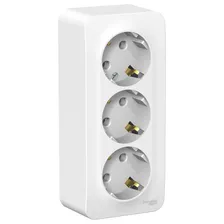 Розетка тройная накладная SCHNEIDER ELECTRIC Blanca с заземлением со шторками с изол.пл., цвет белый