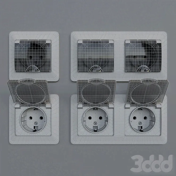 Розетки влагозащищенные Schneider Electric Glossa - Разное - 3D модель