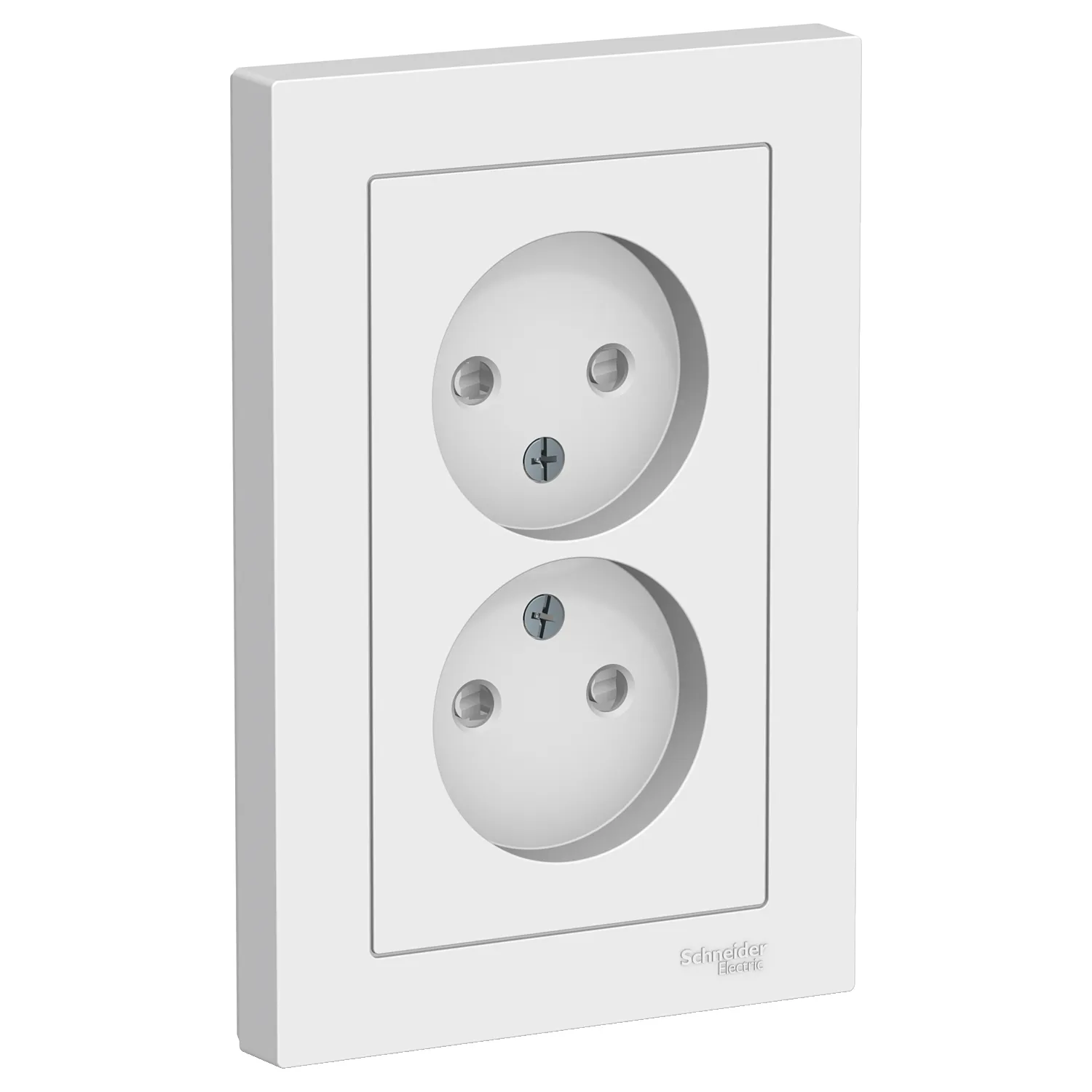 Розетка Schneider Electric AtlasDesign ATN000122 двухместная без заземления с защитными шторками белая