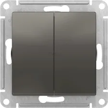 Выключатель двухклавишный проходной скрытый SCHNEIDER ELECTRIC AtlasDesign сталь (ATN000965)
